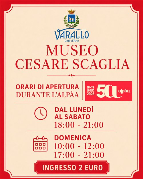 Orari Museo Cesare Scaglia durante l'Alpàa